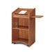 Aristocrat Full Floor Lectern/Podium with 2 Built-in and 1 Slide-Out Side Shelf in MediumOak- 600MO - OKS-600-MO
