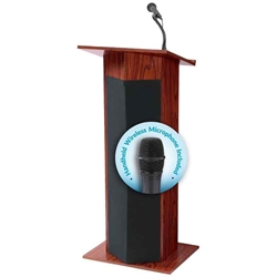 The Power Plus Lectern with Wireless Handheld mic (Mahogany) 