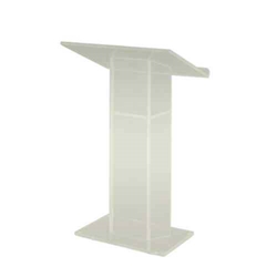 Amplivox SN354010 Modern "H" Design Frosted Acrylic Full Floor Lectern with Shelf 