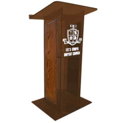 Amplivox SN354027 Modern "H" Design Smoked Acrylic Full Floor Lectern with Walnut Finished Wood Panels 