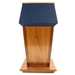 Amplivox SW3040-OK-BlackFabric Patriot Solid Hardwood Multimedia Lectern with Wireless Sound and Oak Finish/Black Fabric - Amplivox-SW3040-OK-BlackFabric