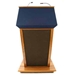 Amplivox SW3045-MP-BlueFabric Patriot Plus Solid Hardwood Multimedia Lectern with Wireless Sound and Maple Finish/Blue Fabric - Amplivox-SW3045-MP-BlueFabric