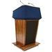 Amplivox SW3045-MH-RedFabric Patriot Plus Solid Hardwood Multimedia Lectern with Wireless Sound and Mahogany Finish/Red Fabric - Amplivox-SW3045-MH-RedFabric