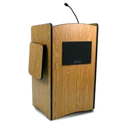 Amplivox SS3230-OK Mobile Multimedia Presentation Lectern with Sound and Oak Finish 