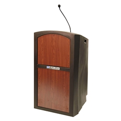 Amplivox ST3250-Cherry Pinnacle Rugged Plastic Full Floor Lectern with Gooseneck Mic and Cherry Panels 