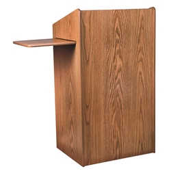 Aristocrat Full Floor Lectern/Podium with 2 Built-in and 1 Slide-Out Side Shelf in MediumOak- 600MO 