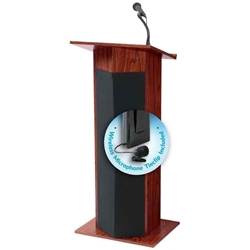 The Power Plus Lectern with Wireless Tie clip/ lavalier  mic (Mahogany) 