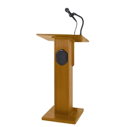 Amplivox S355-Oak Elite Full Height Floor Lectern with Sound System and Oak Finish 