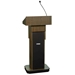 Amplivox SW505A-WT Adjustable Height Executive Wireless Sound Column Full Floor Lectern with Walnut Finish - Amplivox-SW505A-WT