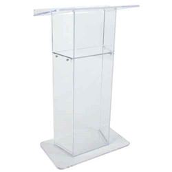 Amplivox SN305000 "Wing" Design Clear Acrylic Full Floor Lectern with Shelf 