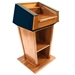 Amplivox SW3040-MH-RedFabric Patriot Solid Hardwood Multimedia Lectern with Wireless Sound and Mahogany Finish/Red Fabric - Amplivox-SW3040-MH-RedFabric