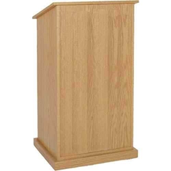 Amplivox W470-Natural Oak Chancellor Full Floor Lectern with Natural Oak Finish and 2 Shelves 